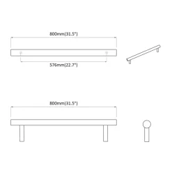 vidaXL Manija de armario 2 pcs Plateado 800 mm Acero inoxidable Discount