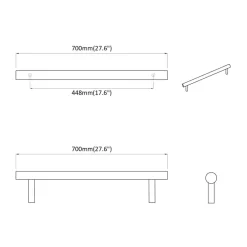 vidaXL Accesorios De Bricolaje-Manija de armario 2 pcs Plateado 700mm Acero inoxidable