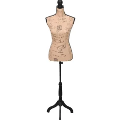 vidaXL Productos Del Hogar-Maniquí de busto de mujer de yute marrón y negro