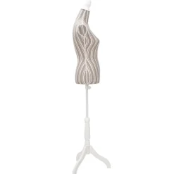 vidaXL Productos Del Hogar-Maniquí de busto de mujer algodón blanco con rayas