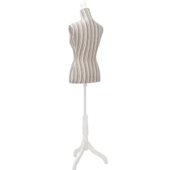 vidaXL Productos Del Hogar-Maniquí de busto de mujer algodón blanco con rayas