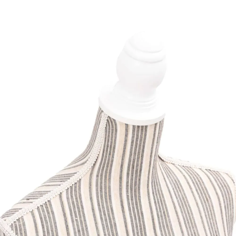 vidaXL Productos Del Hogar-Maniquí de busto de mujer algodón blanco con rayas