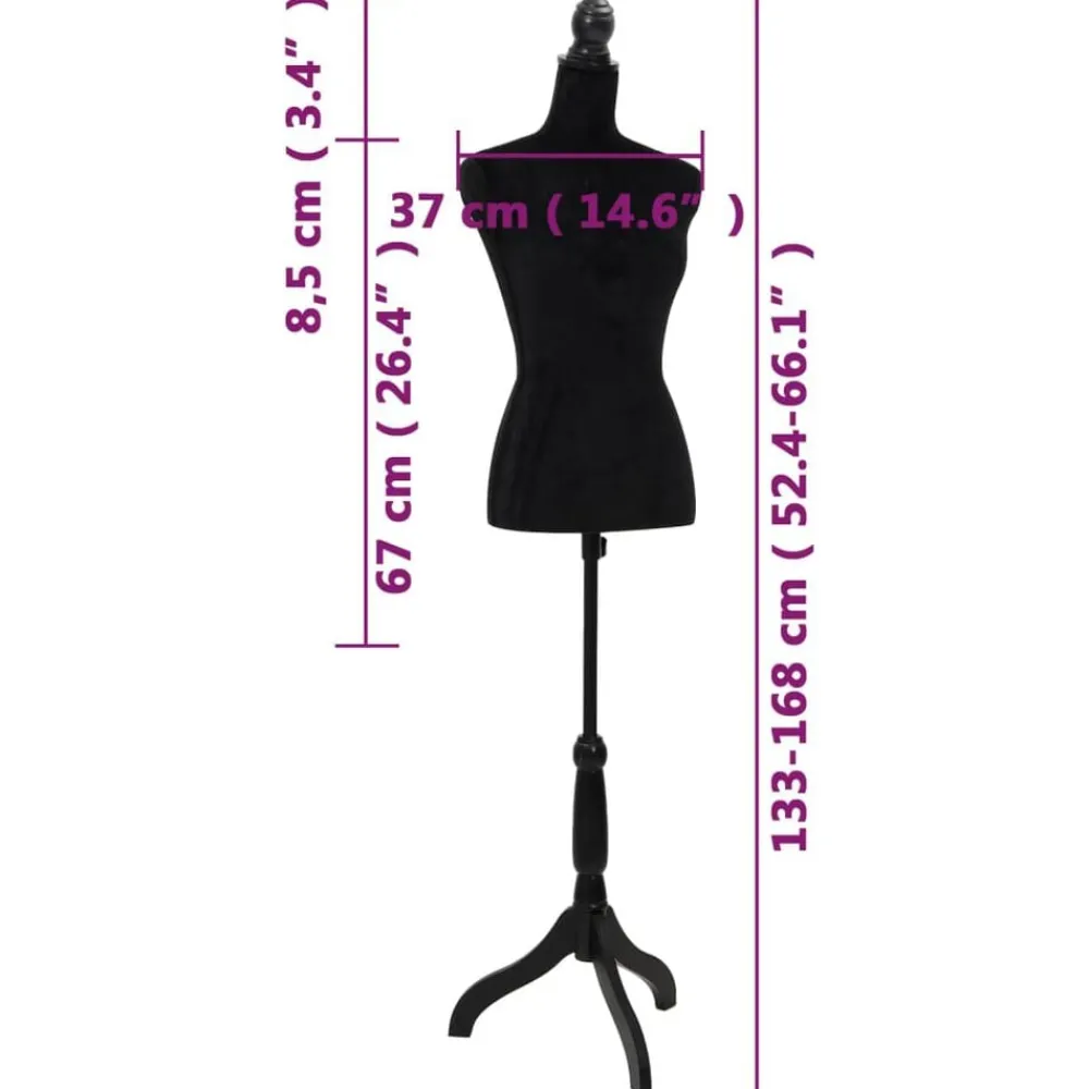 vidaXL Maniquí de busto de mujer de modista Negro Sale
