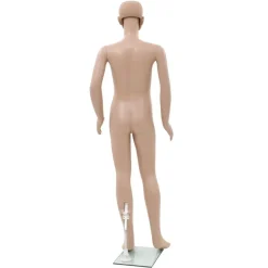 vidaXL Venta Al Por Menor-Maniquí de cuerpo entero de niño con base vidrio beige 140 cm