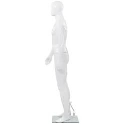 vidaXL Maniquí de hombre completo base vidrio brillante 185 cm Blanco Sale