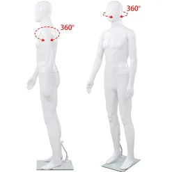 vidaXL Maniquí de hombre completo base vidrio brillante 185 cm Blanco Sale