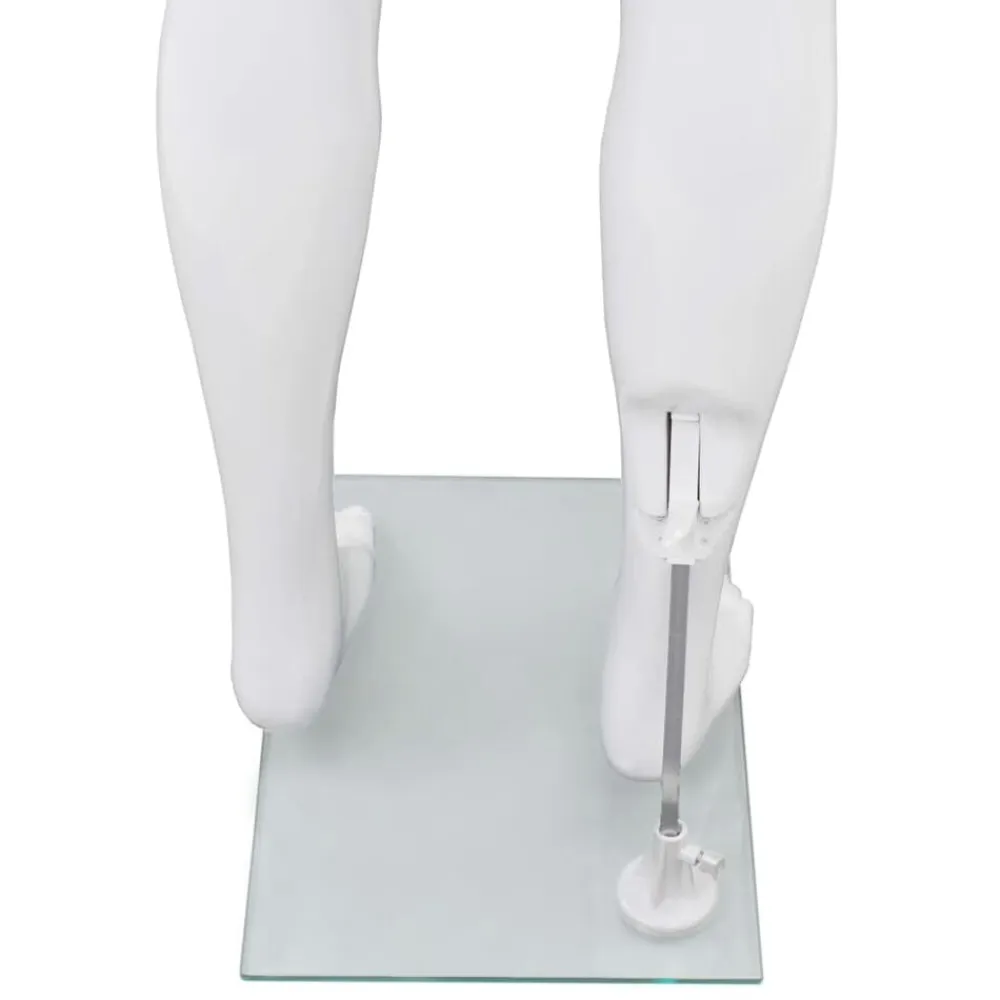vidaXL Maniquí de hombre completo base vidrio brillante 185 cm Blanco Sale