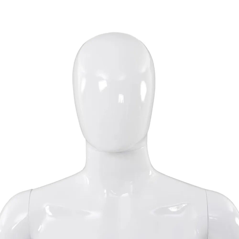 vidaXL Maniquí de hombre completo base vidrio brillante 185 cm Blanco Sale