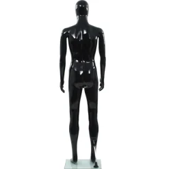 vidaXL Maniquí de hombre completo base vidrio brillante 185 cm Negro Discount