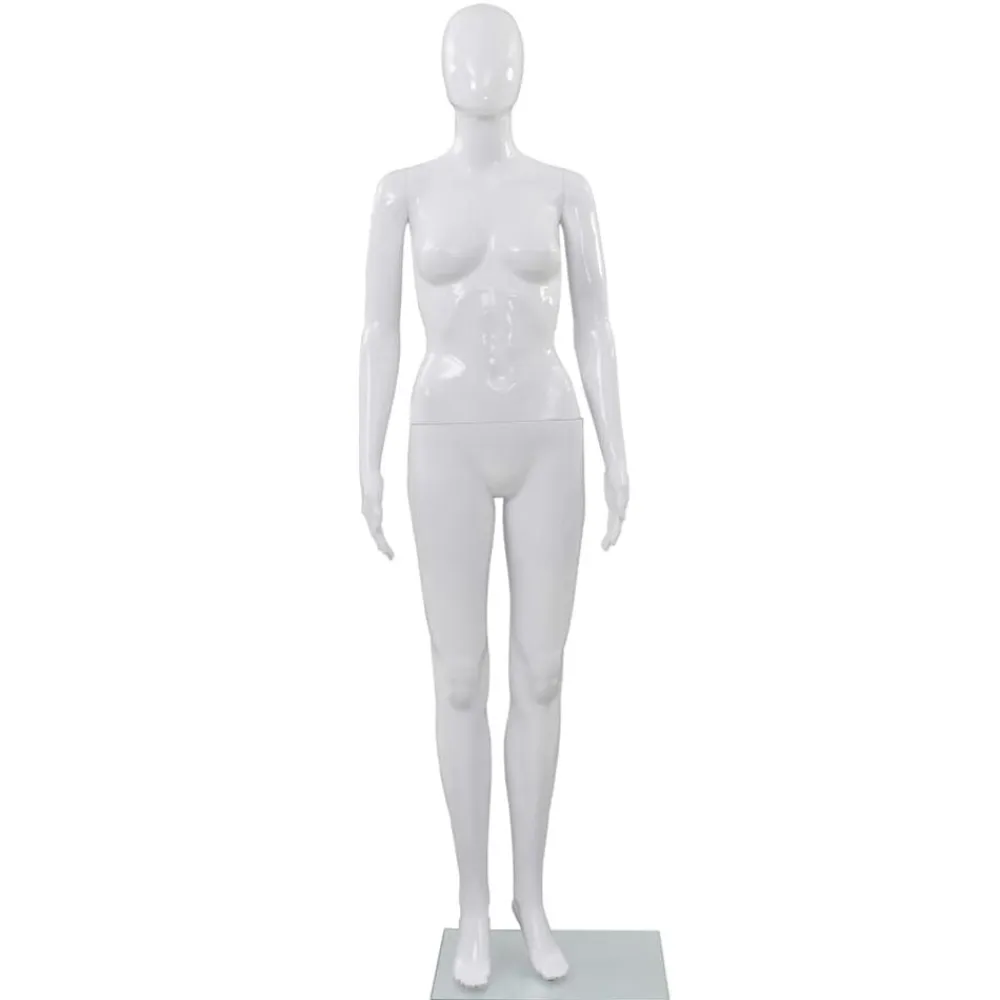 vidaXL Venta Al Por Menor-Maniquí de mujer completo base de vidrio brillante 175cm