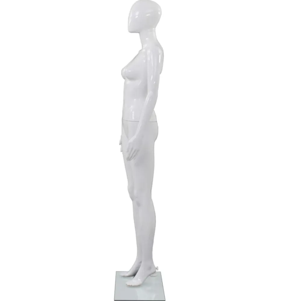 vidaXL Venta Al Por Menor-Maniquí de mujer completo base de vidrio brillante 175cm