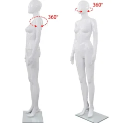vidaXL Venta Al Por Menor-Maniquí de mujer completo base de vidrio brillante 175cm