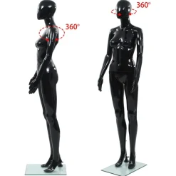vidaXL Venta Al Por Menor-Maniquí de mujer completo base de vidrio brillante 175 cm