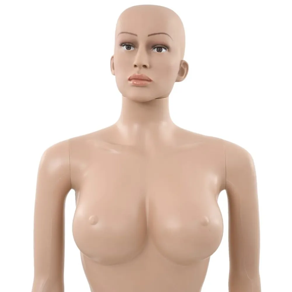 vidaXL Maniquí femenino con base de vidrio beige 180 cm Clearance