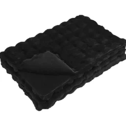 vidaXL Manta antideslizante de sintética de conejo Olite Negro