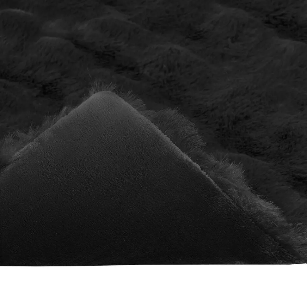 vidaXL Manta antideslizante de sintética de conejo Olite Negro
