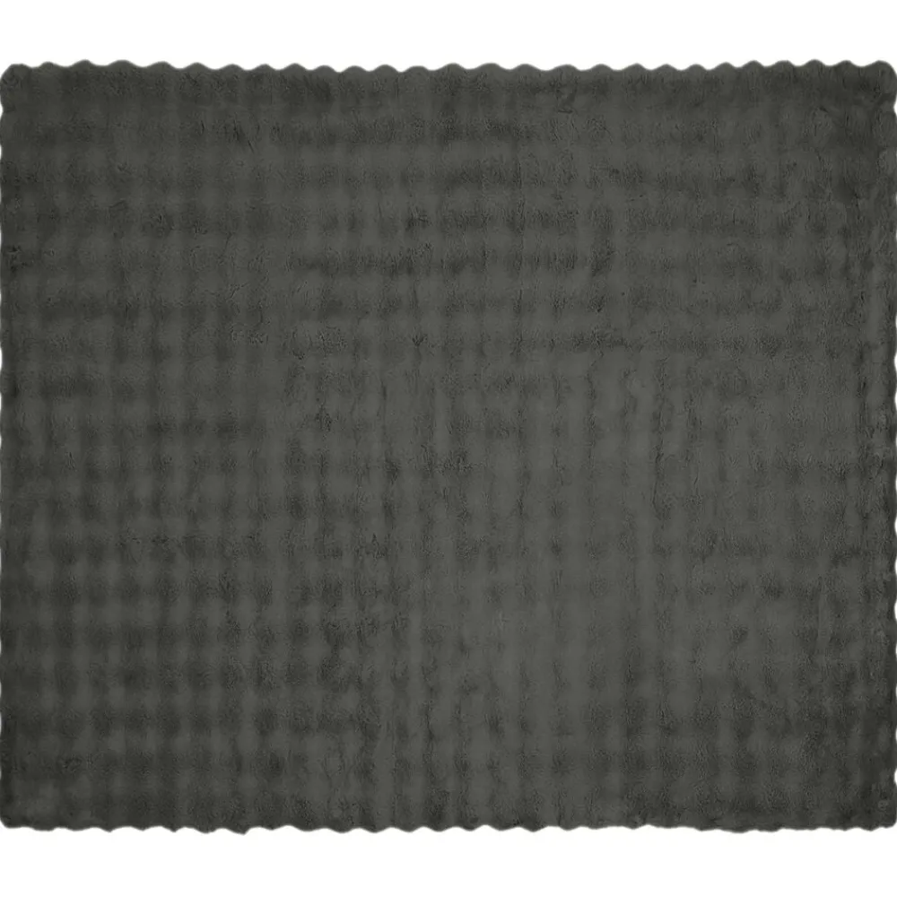 vidaXL Manta antideslizante de sintética de conejo Olite Gris oscuro Online
