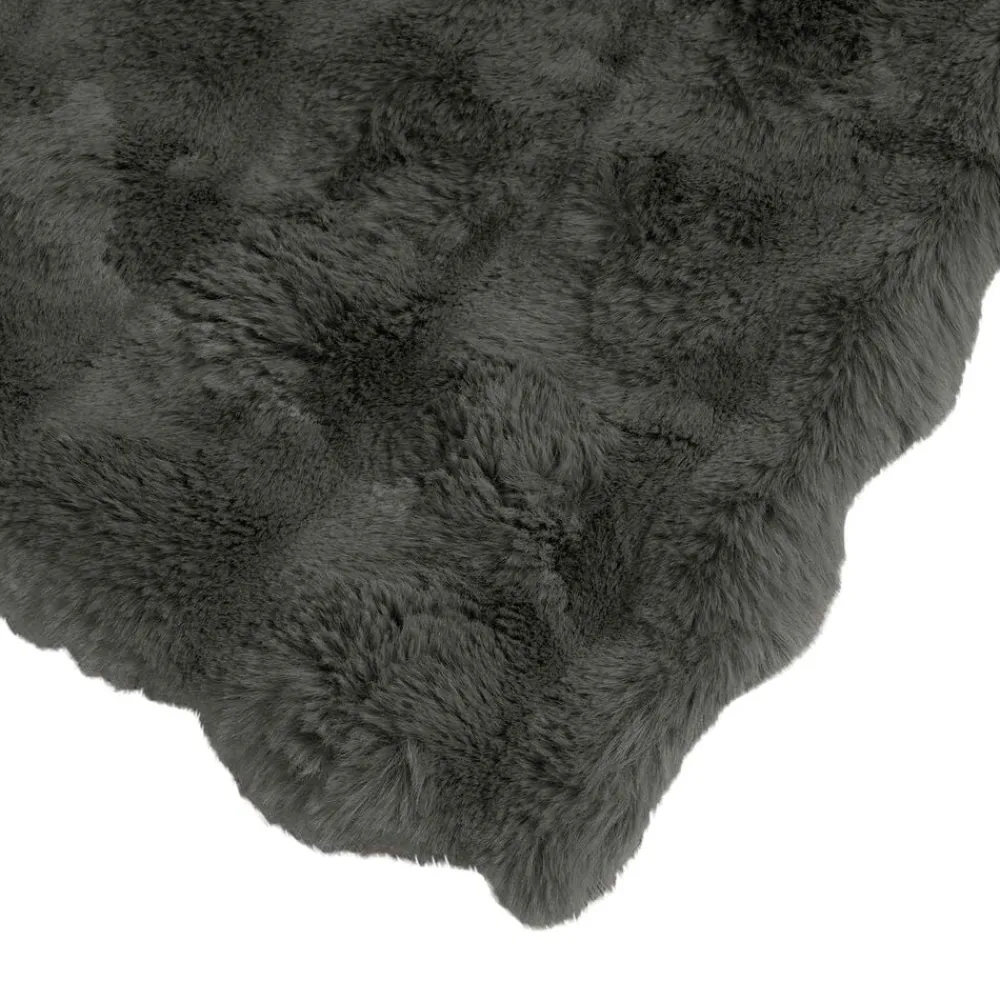 vidaXL Manta antideslizante de sintética de conejo Olite Gris oscuro Online