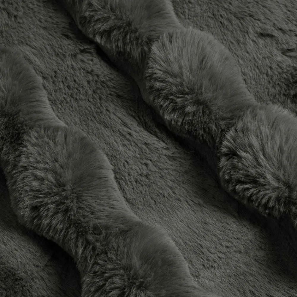 vidaXL Manta antideslizante de sintética de conejo Olite Gris oscuro Online