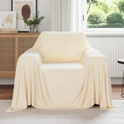 vidaXL Manta 210 x 140 cm Lana Crema Online