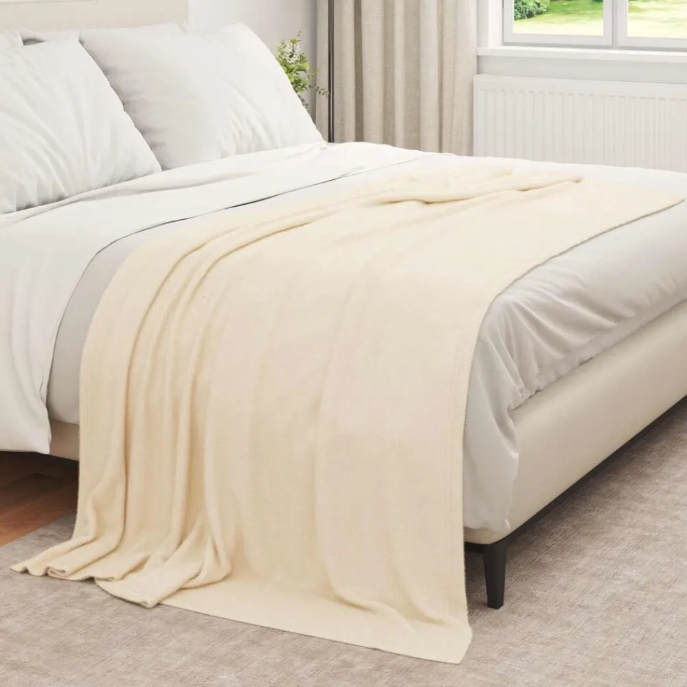 vidaXL Manta 210 x 140 cm Lana Crema Online