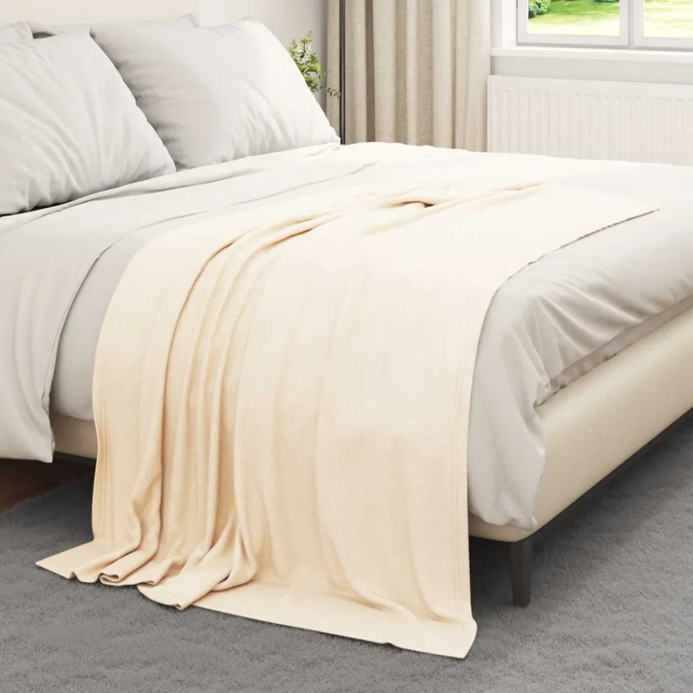 vidaXL Manta 170 x 130 cm Lana Crema New