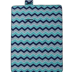 vidaXL Manta de picnic plegable terciopelo ondas azules 200x150 cm Azul oscuro Best