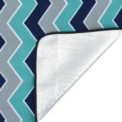 vidaXL Manta de picnic plegable terciopelo ondas azules 200x150 cm Azul oscuro Best