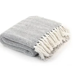 vidaXL Manta en espiguilla de algodón 125x150 cm Gris Best