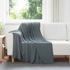 vidaXL Manta 170 x 130 cm Lana Gris oscuro Outlet