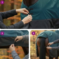 vidaXL Actividades Al Aire Libre-Manta para Caballo Verde Oscuro y Negro 75 cm Poliéster