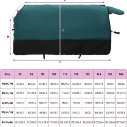 vidaXL Actividades Al Aire Libre-Manta para Caballo Verde Oscuro y Negro 75 cm Poliéster