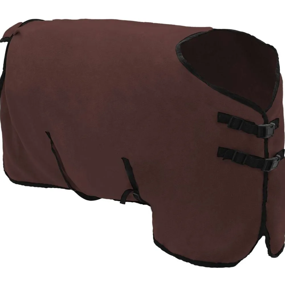 vidaXL Manta para Caballo Marrón Oscuro Completo Poliéster Marrón oscuro