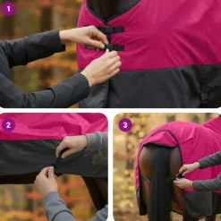 vidaXL Actividades Al Aire Libre-Manta para Caballo Rosa y Negro 75 cm Poliéster