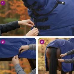 vidaXL Manta para Caballo Verde Oscuro y Negro 75 cm Poliéster Azul marino Clearance