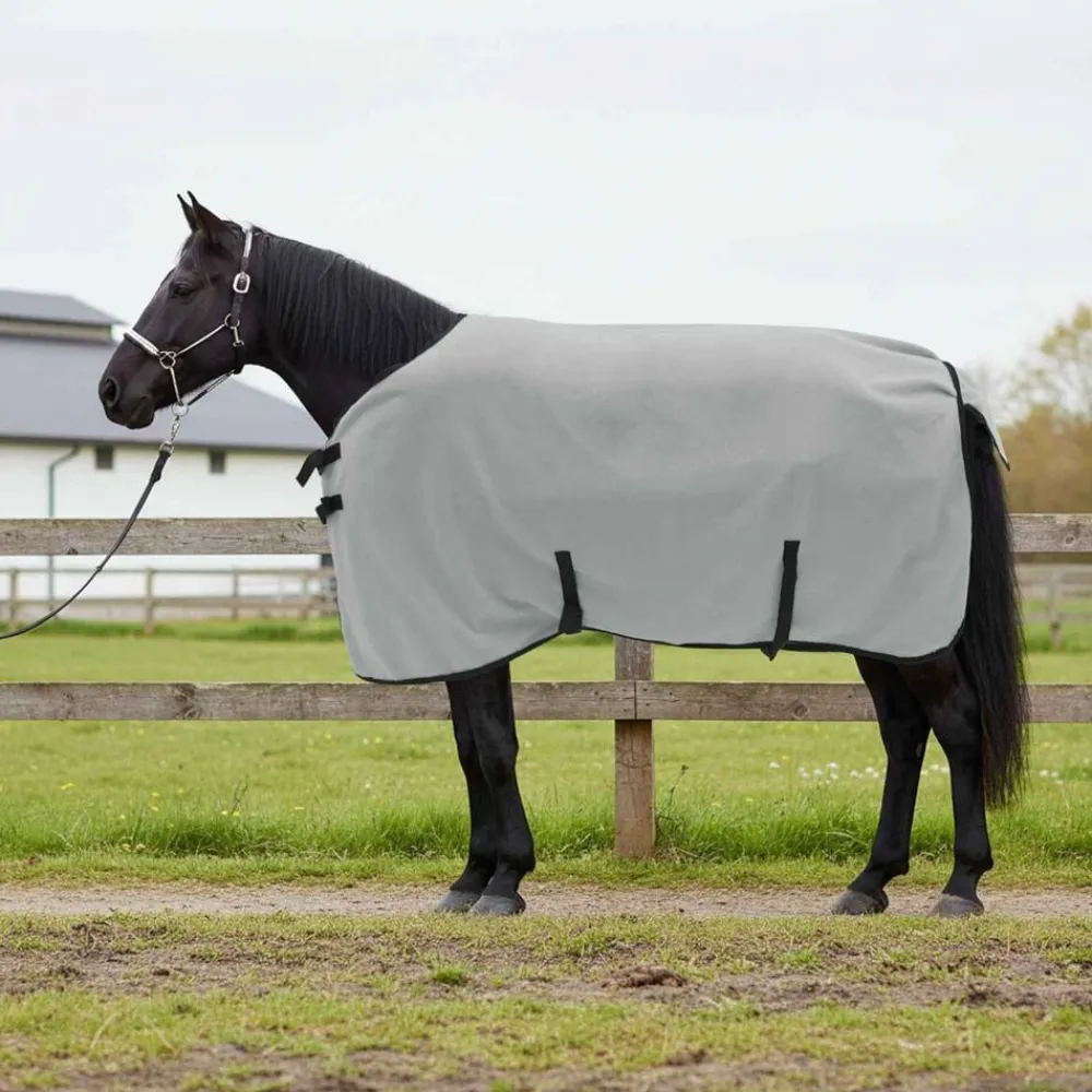 vidaXL Manta para Caballo y rosa completo Poliéster Gris claro
