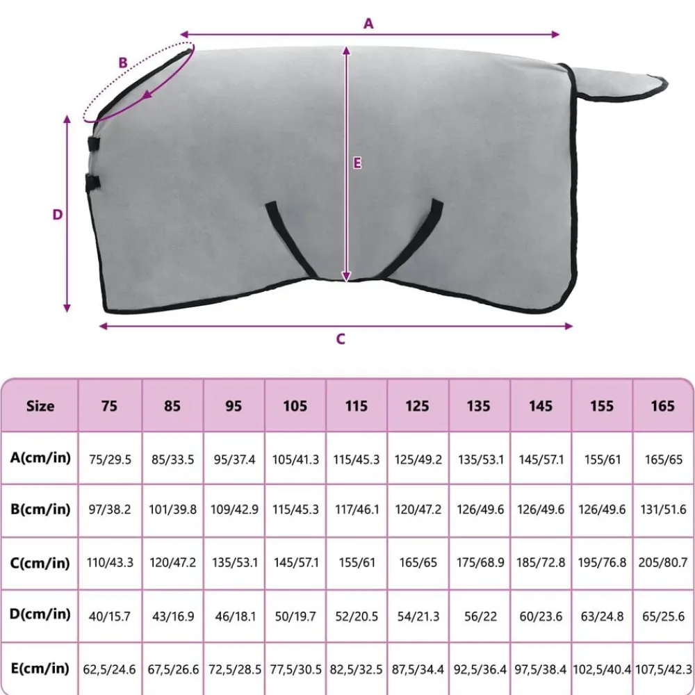 vidaXL Manta para Caballo y rosa completo Poliéster Gris claro