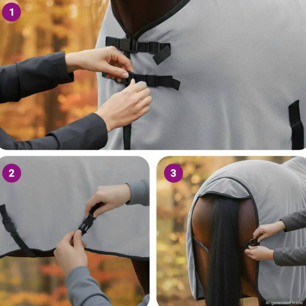 vidaXL Manta para Caballo y rosa completo Poliéster Gris claro