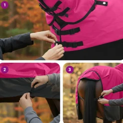 vidaXL Actividades Al Aire Libre-Manta para Caballo Rosa y Negro 75 cm Poliéster