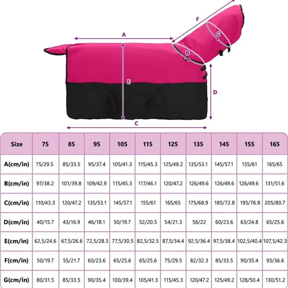 vidaXL Actividades Al Aire Libre-Manta para Caballo Rosa y Negro 75 cm Poliéster