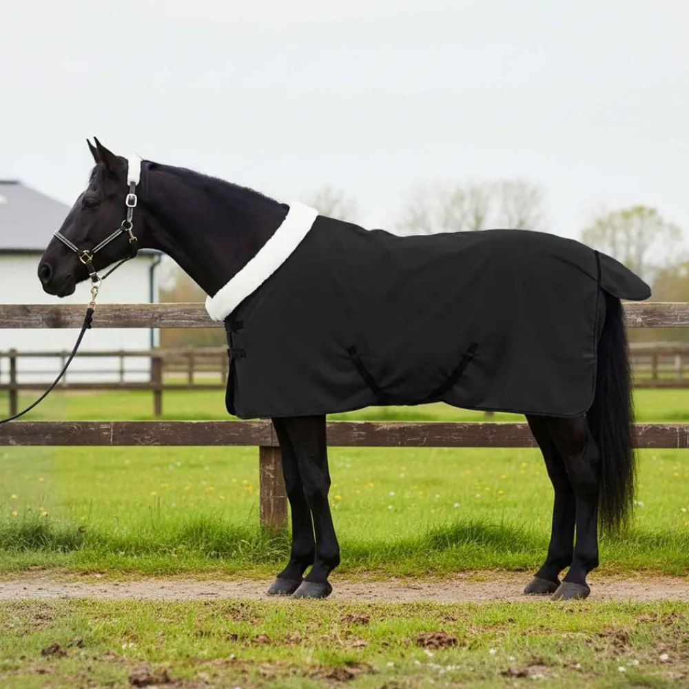 vidaXL Manta para Caballo 75 cm Forro polar Negro Outlet