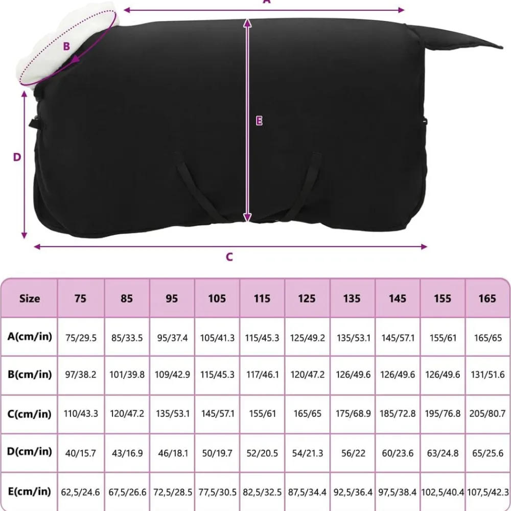 vidaXL Manta para Caballo 75 cm Forro polar Negro Outlet