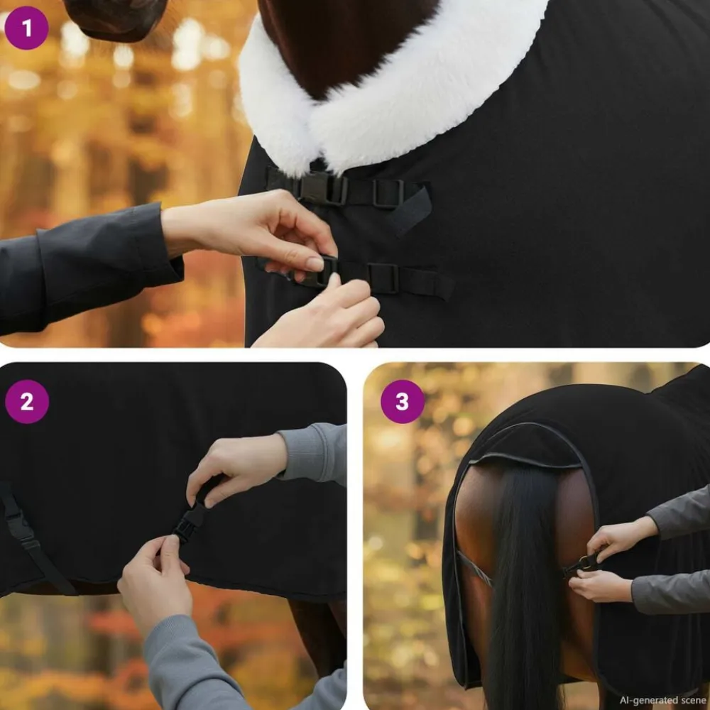 vidaXL Manta para Caballo 75 cm Forro polar Negro Outlet