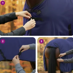 vidaXL Manta para Caballo Poliéster Azul marino Hot
