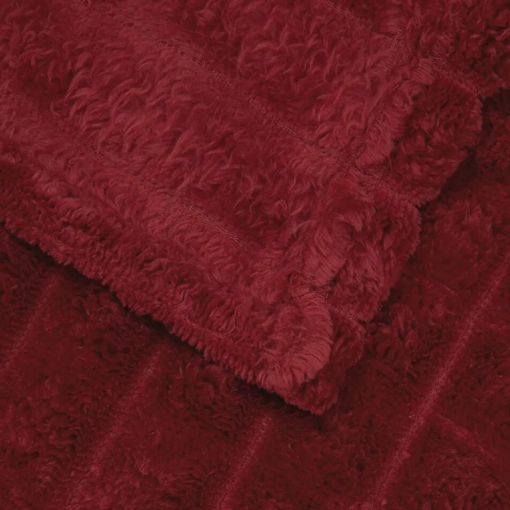 vidaXL Manta 150 x 130 cm Lana Rojo burdeos Best