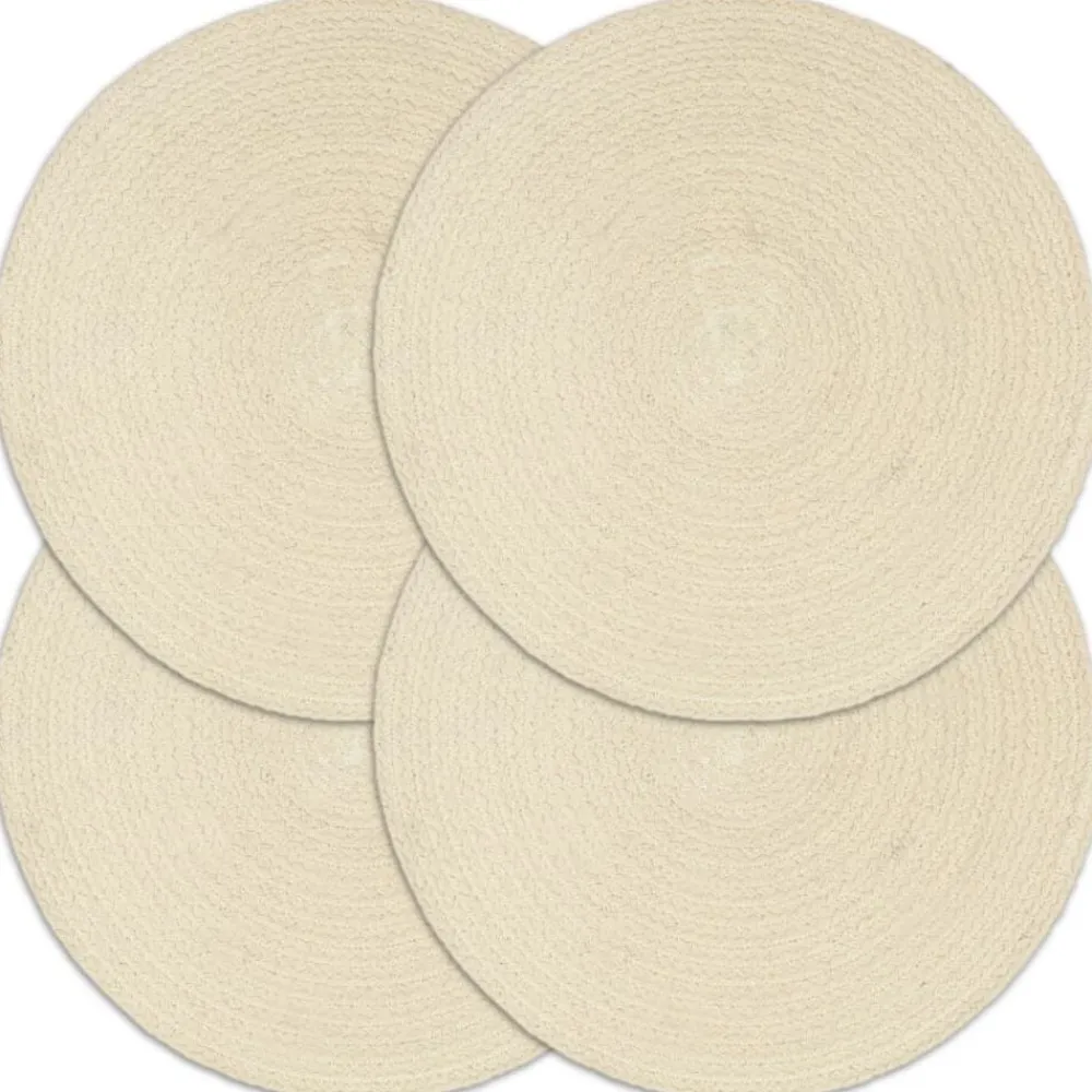 vidaXL Manteles individuales redondos 4 uds algodón natural liso 38 cm Marrón Best