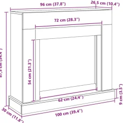 vidaXL Accesorios Para Hornos De Leña Y Chimeneas-Marco para chimenea madera ingeniería 100x30x87,5cm