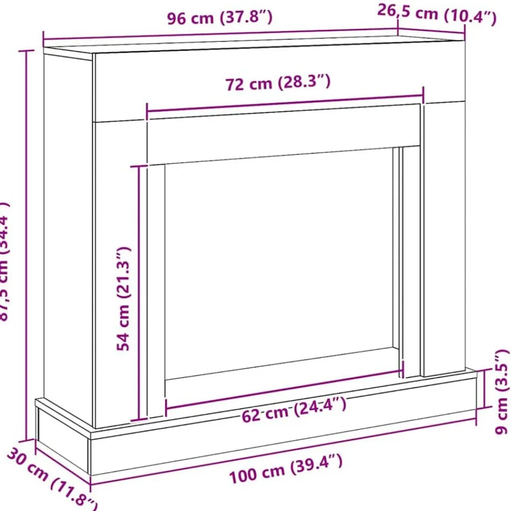 vidaXL Accesorios Para Hornos De Leña Y Chimeneas-Marco para chimenea madera ingeniería 100x30x87,5cm