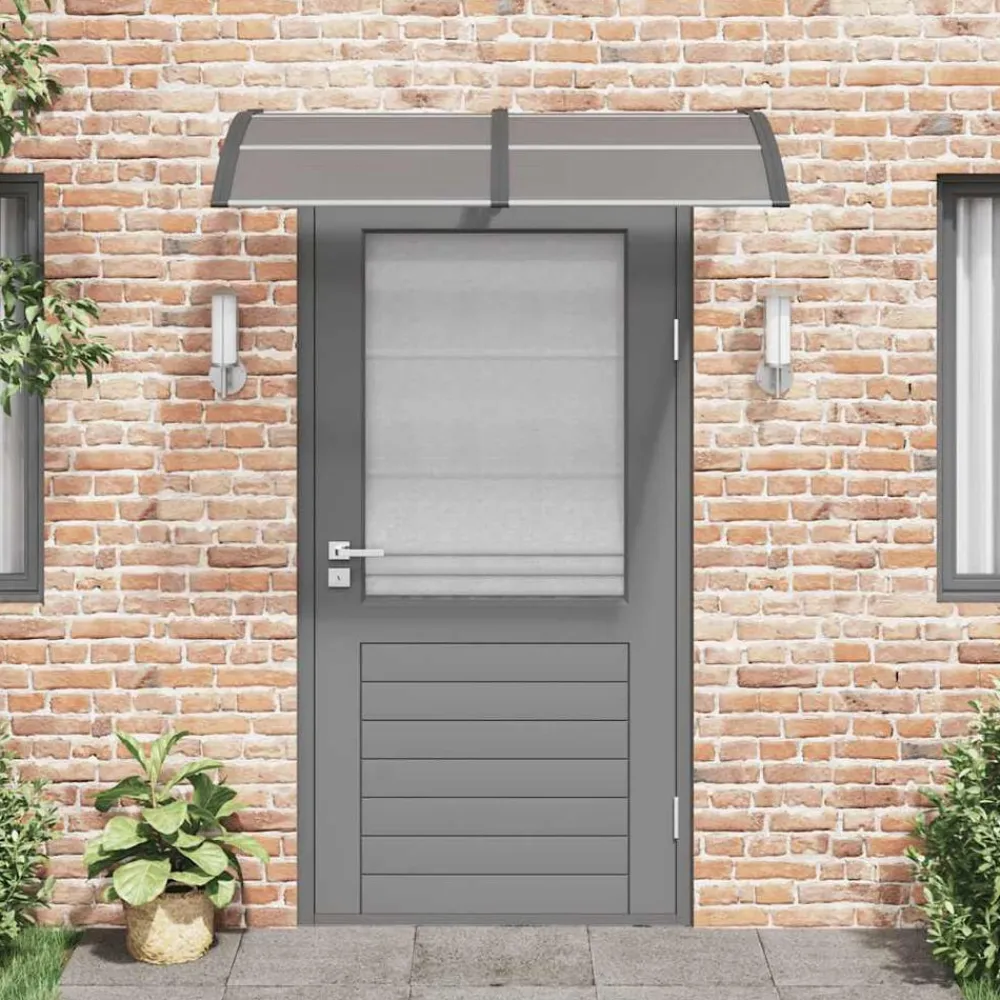 vidaXL Marquesina de puerta policarbonato negro 150x100 cm Negro y marrón Online
