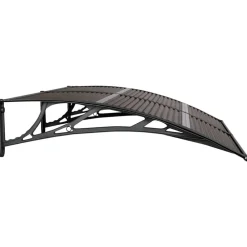 vidaXL Marquesina de puerta policarbonato negro 150x100 cm Negro y marrón Online